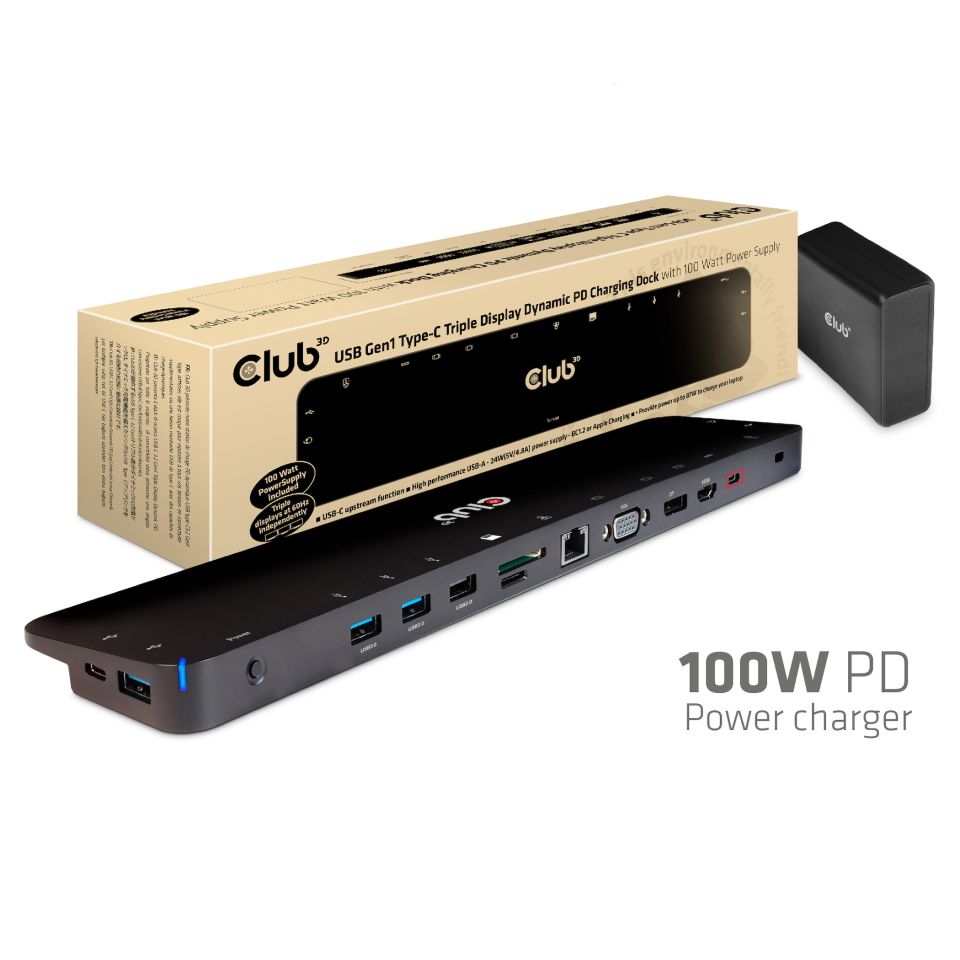 Club 3D USB-C - Triple Display Charging Dock 100W