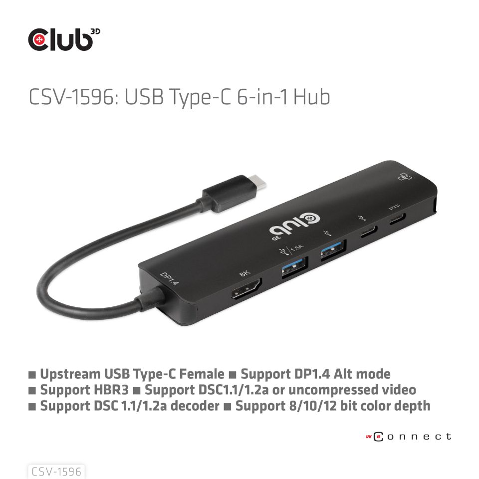 Club 3D USB-C Dockingstation 6 in 1 - 8K30Hz