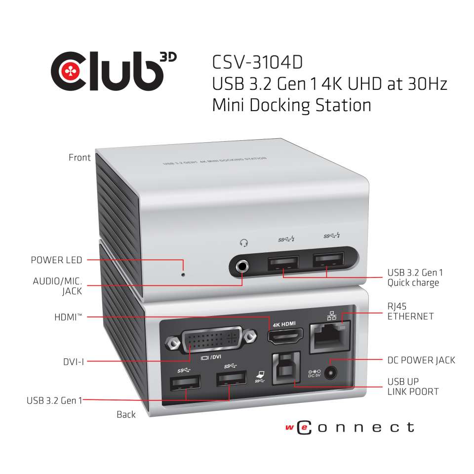 Club 3D USB-A Dockingstation Mini 4K