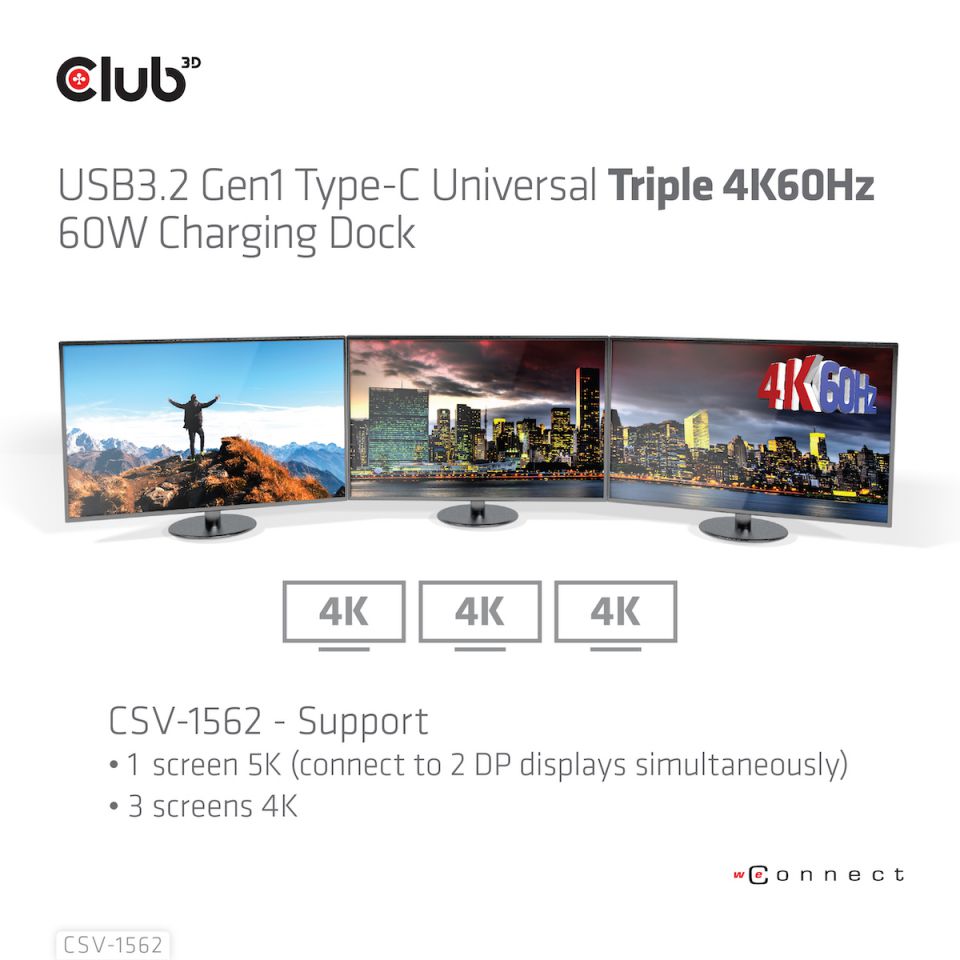 Club 3D USB-C Universal Triple 4K Charging Dock 85W