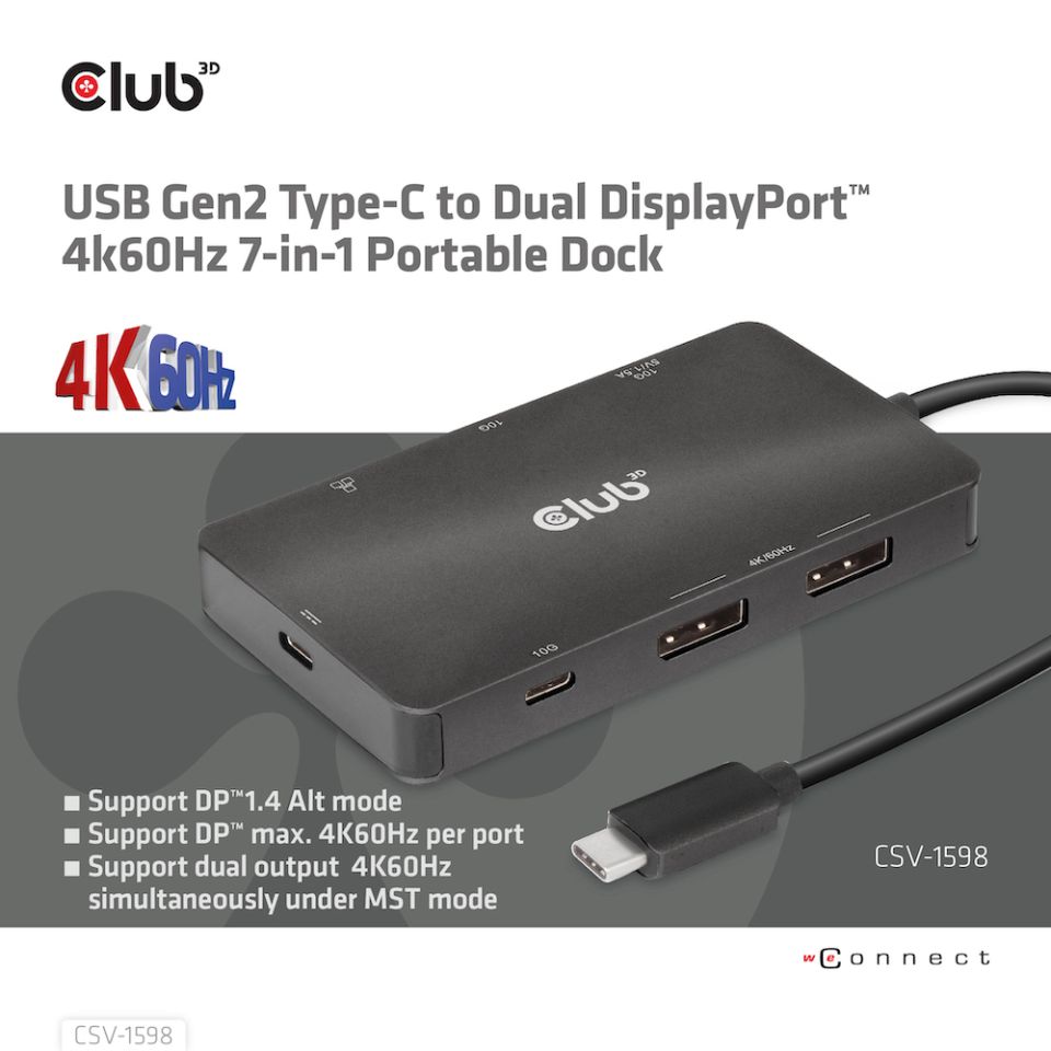 Club 3D USB-C Dockingstation 7 in 1 