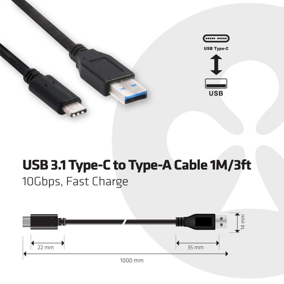 Club 3D Adapterkabel  USB-C auf USB-A  - 1 m