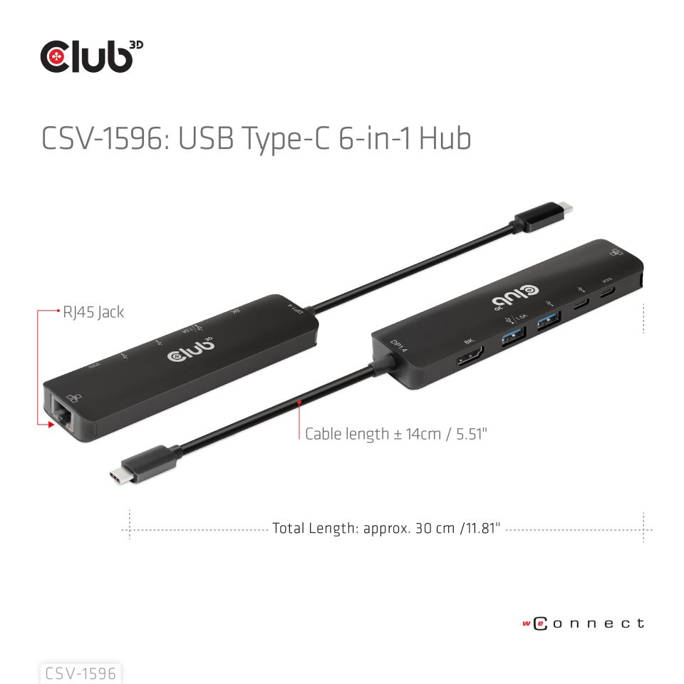 Club 3D USB-C Dockingstation 6 in 1 - 8K30Hz