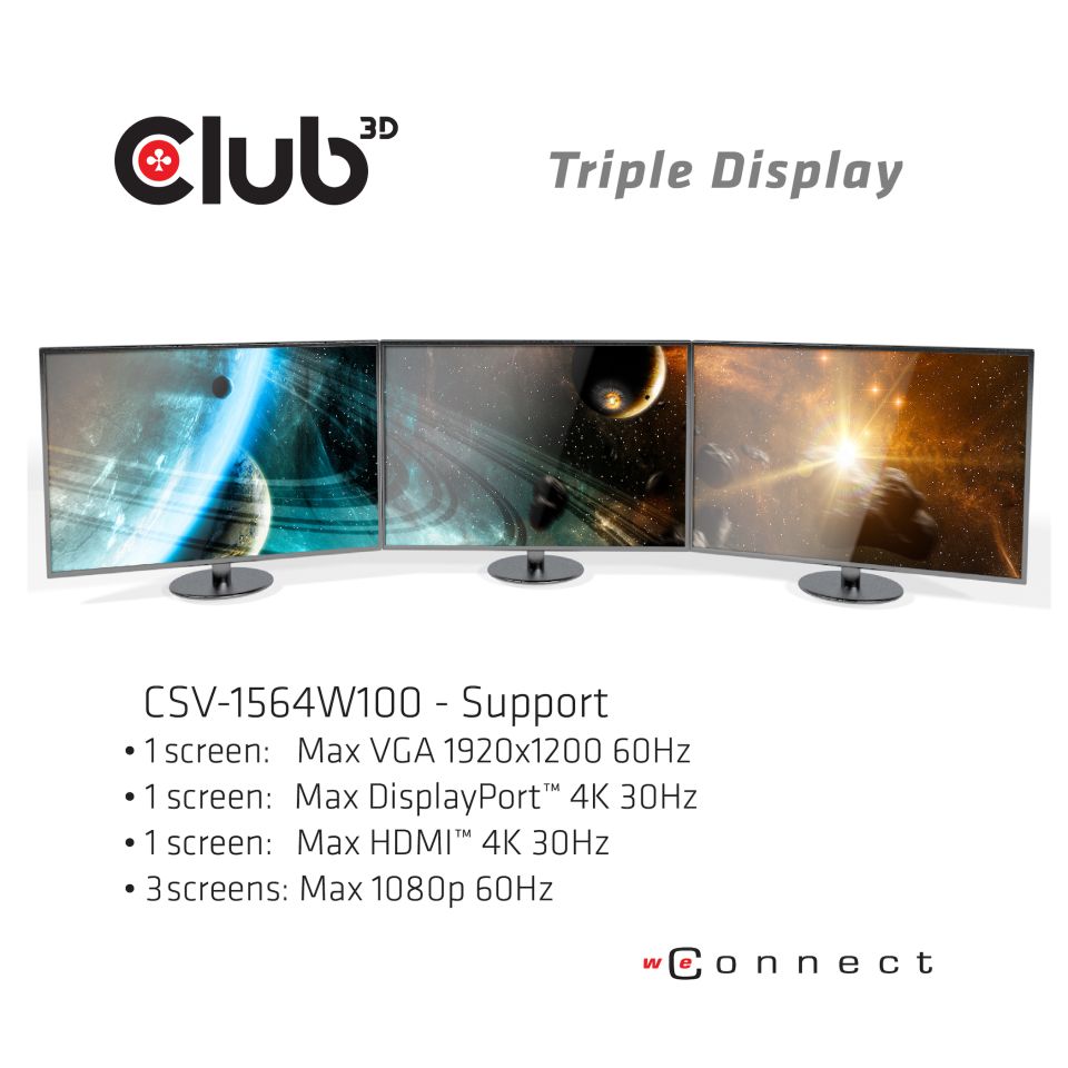 Club 3D USB-C - Triple Display Charging Dock 100W