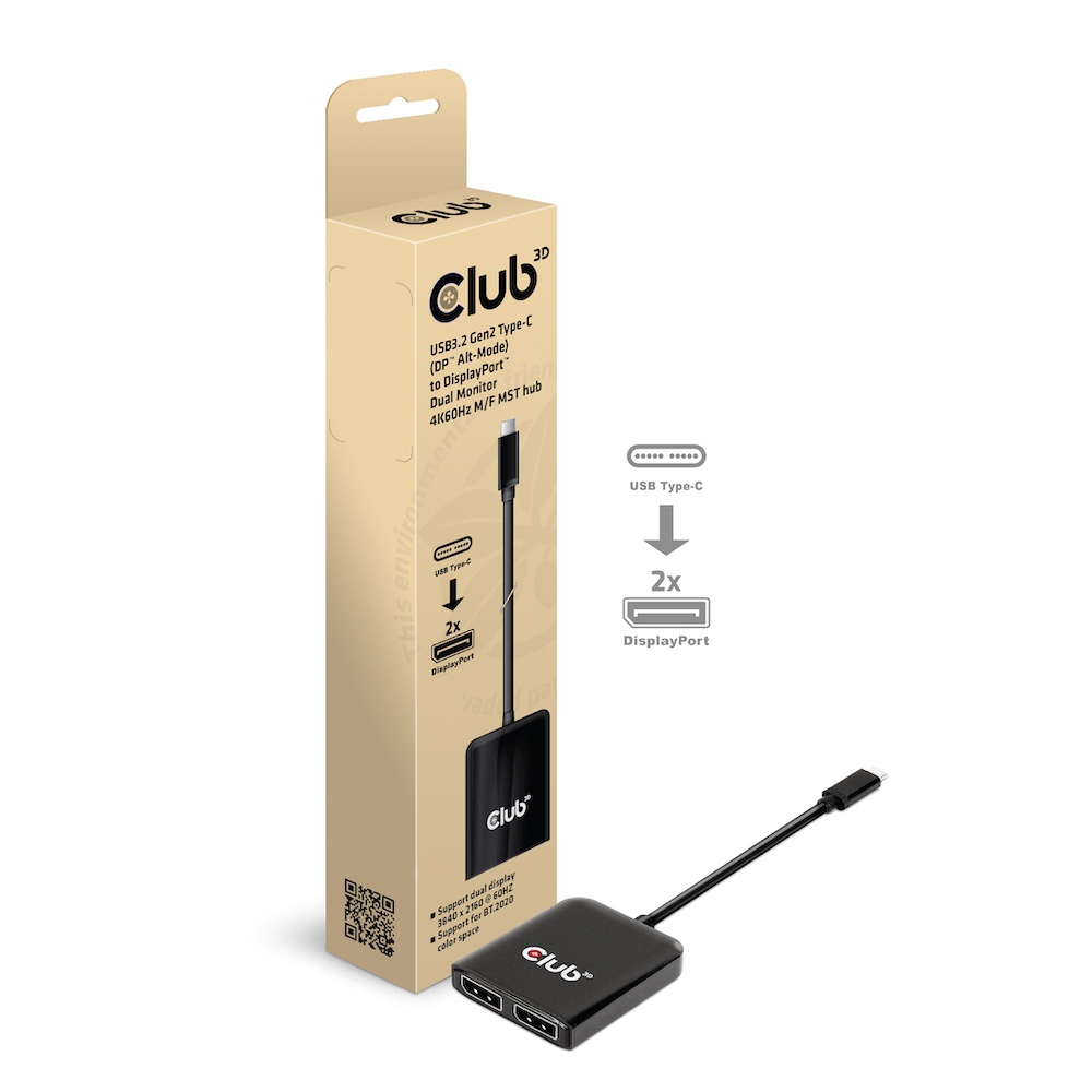Club 3D Multi Stream Transport (MST) HUB - Dual Display 4K60Hz