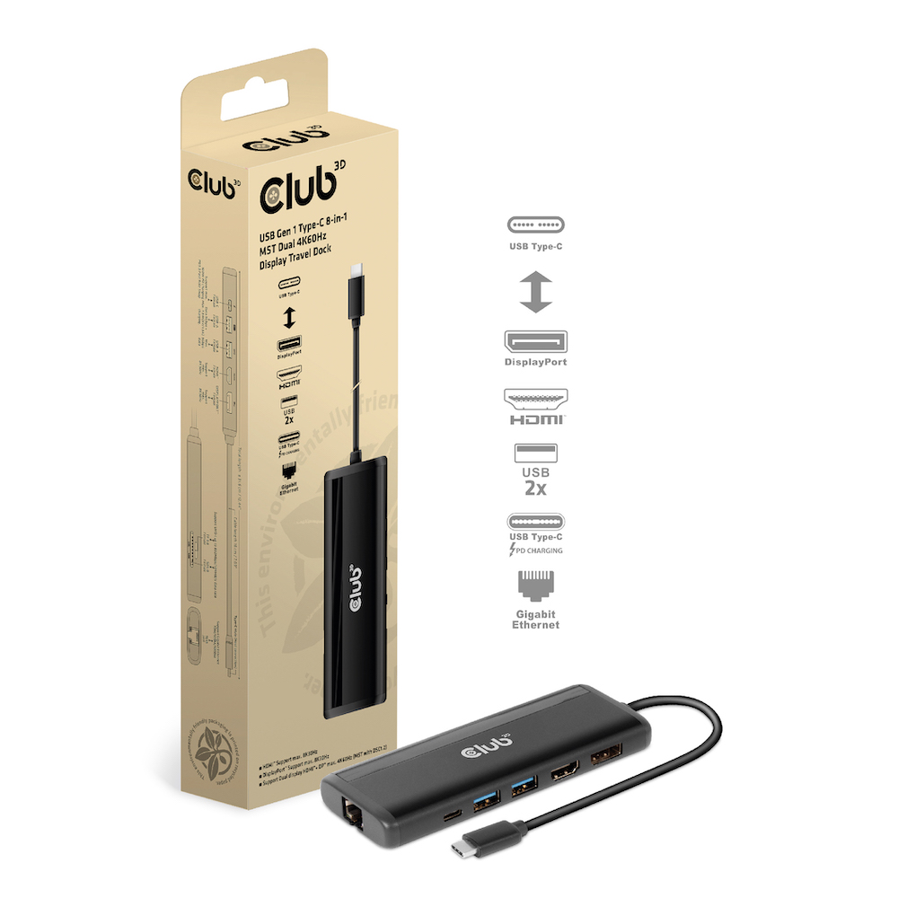 Club 3D USB-C auf HDMI+DP Dockingstation 