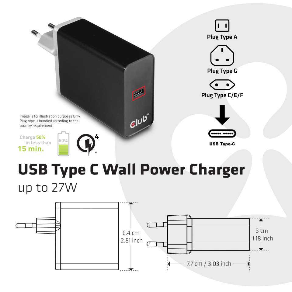 Club 3D Ladegerät - 27 Watt
