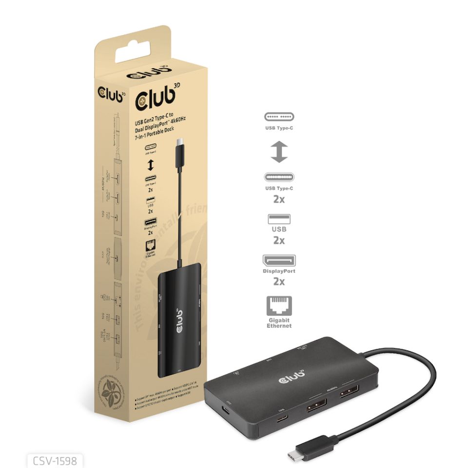 Club 3D USB-C Dockingstation 7 in 1 