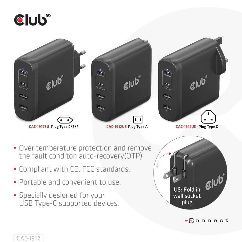 Club 3D Reiseladegerät - 100W 