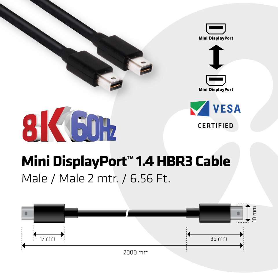 Club 3D MiniDisplayPort 1.4 Kabel - 2m