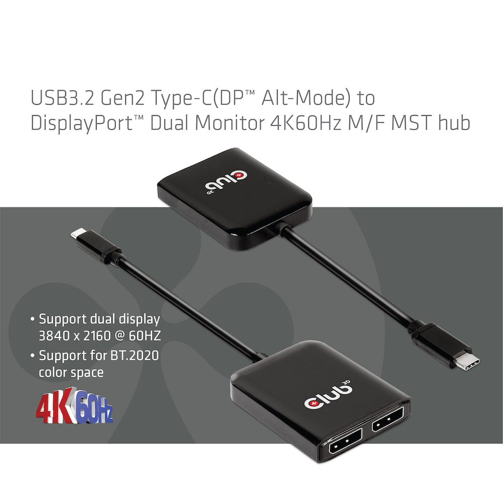 Club 3D Multi Stream Transport (MST) HUB - Dual Display 4K60Hz