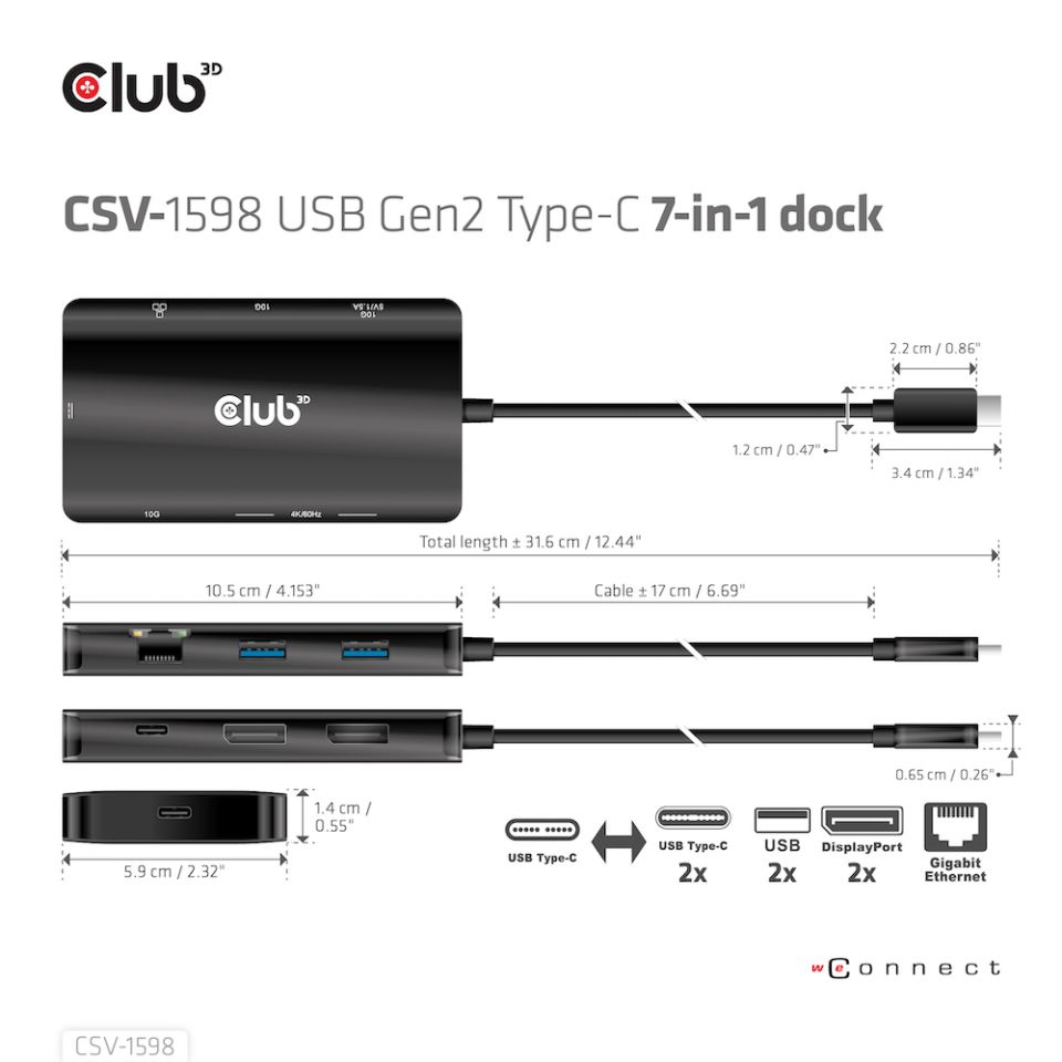 Club 3D USB-C Dockingstation 7 in 1 