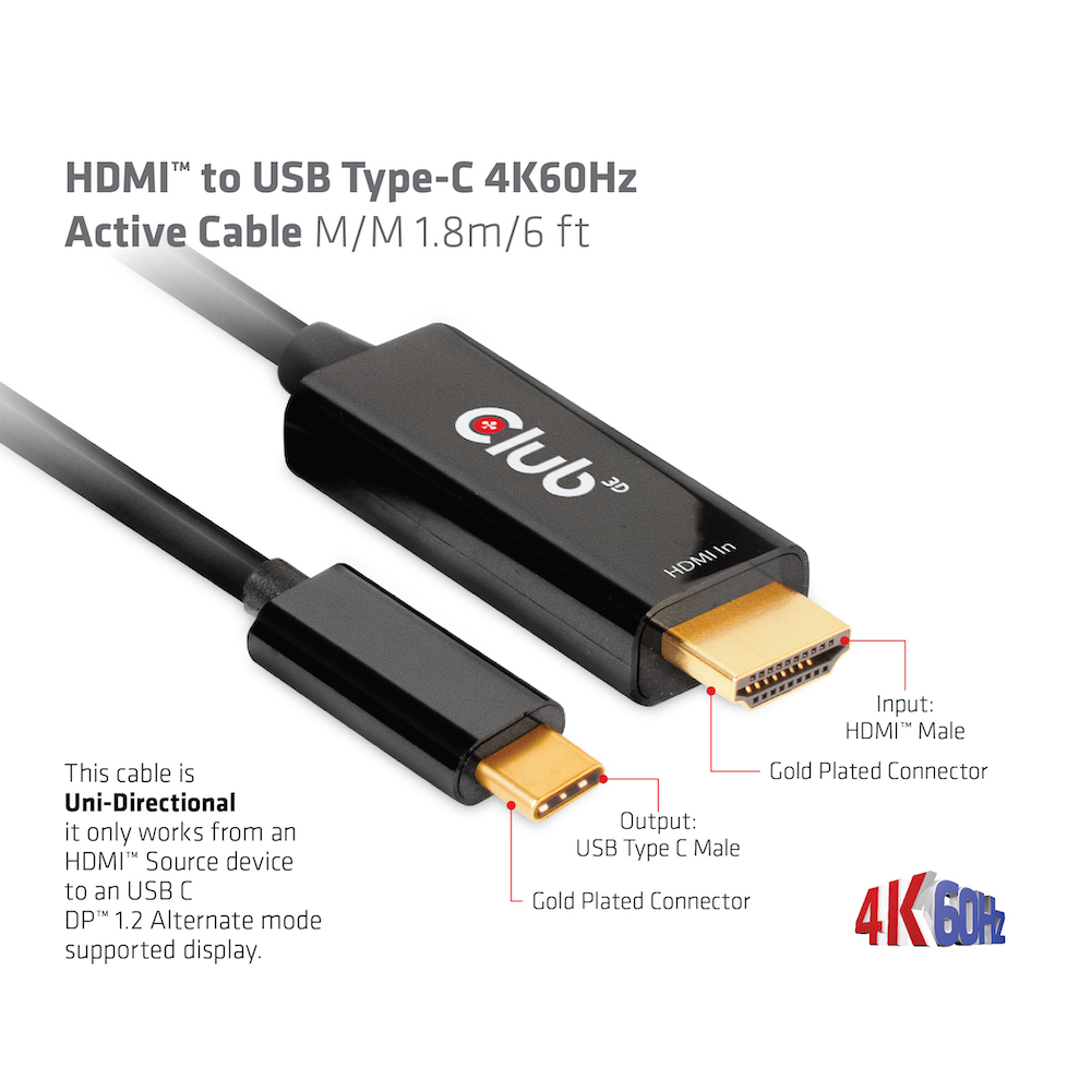 Club 3D Adapterkabel HDMI auf USB-C - 1,8m