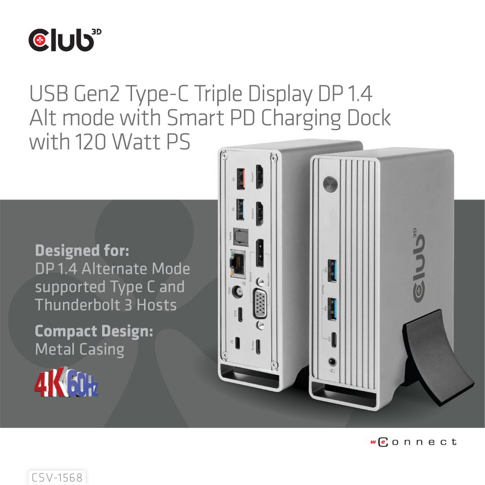 Club 3D USB-C - Triple Display Charging Dock 120W