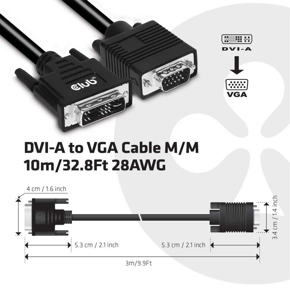 Club 3D DVI auf VGA Kabel - 3 m