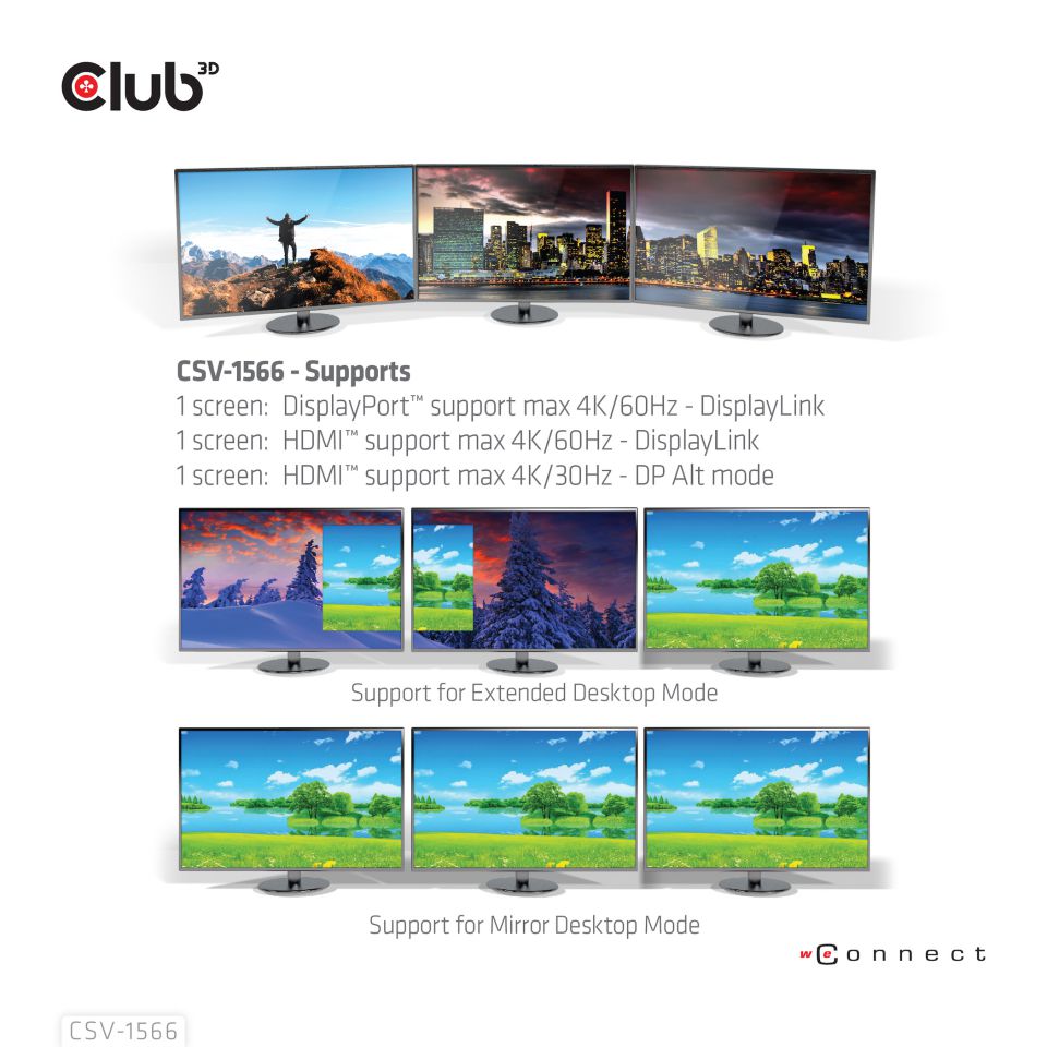 Club 3D USB-C Dockingstation Triple Display - DP Alt Mode 120W