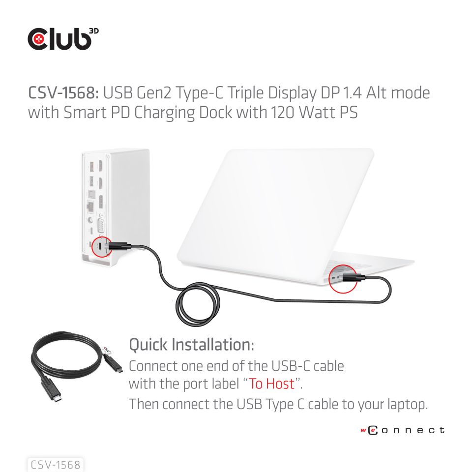 Club 3D USB-C - Triple Display Charging Dock 120W