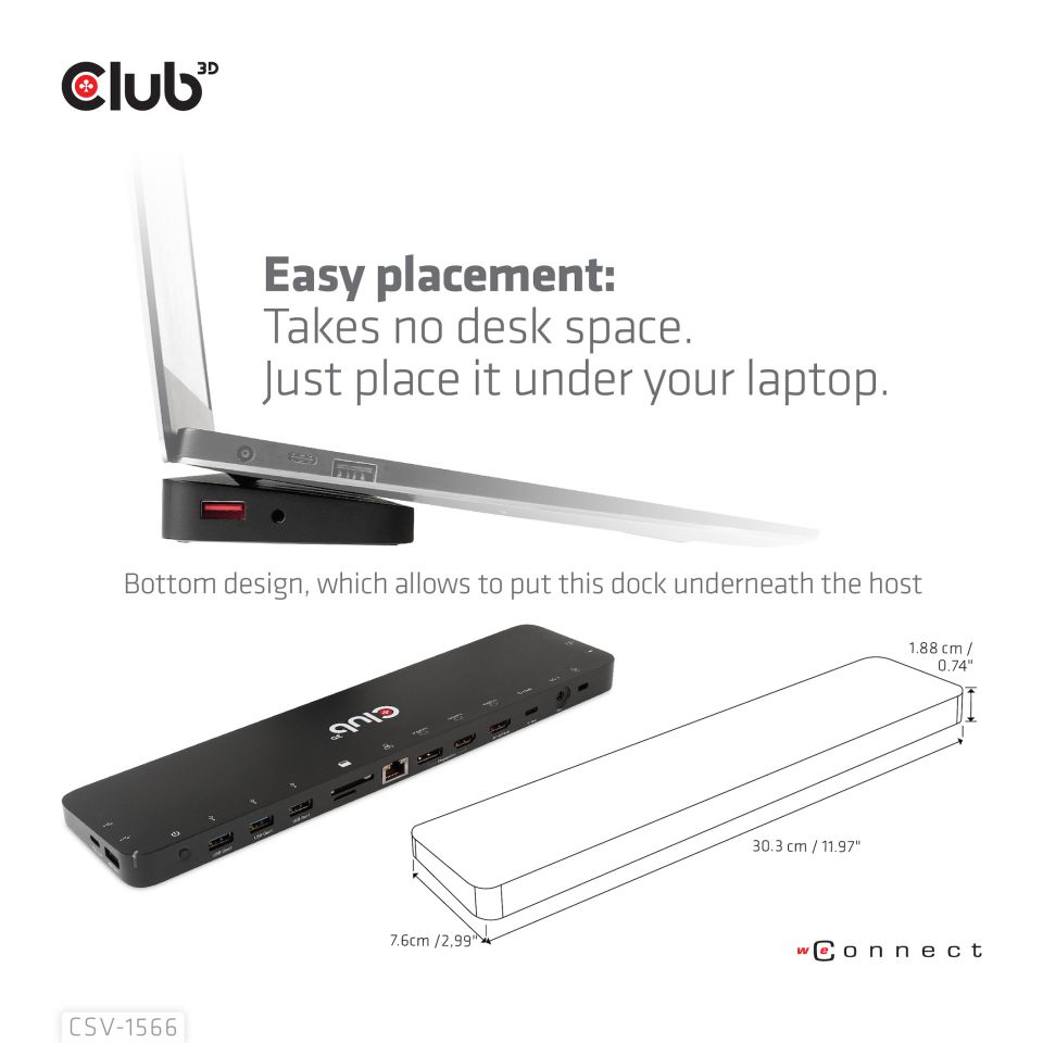 Club 3D USB-C Dockingstation Triple Display - DP Alt Mode 120W