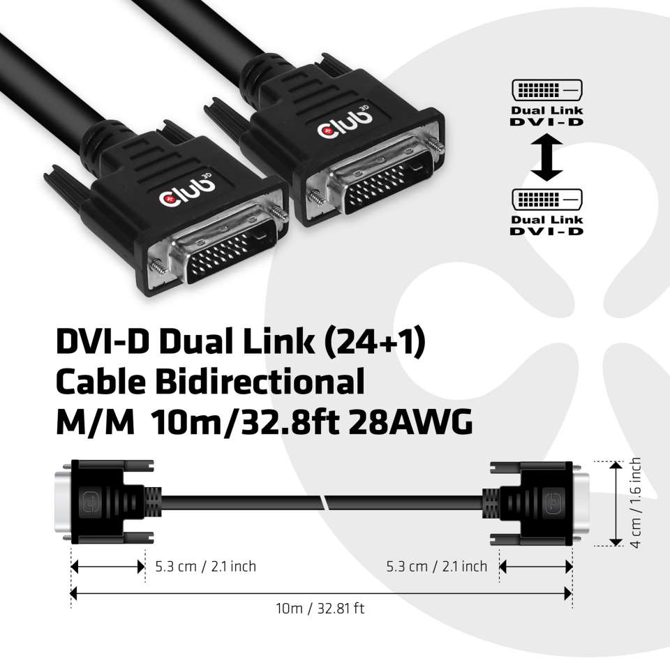 Club 3D DVI Dual Link Kabel - 10 m