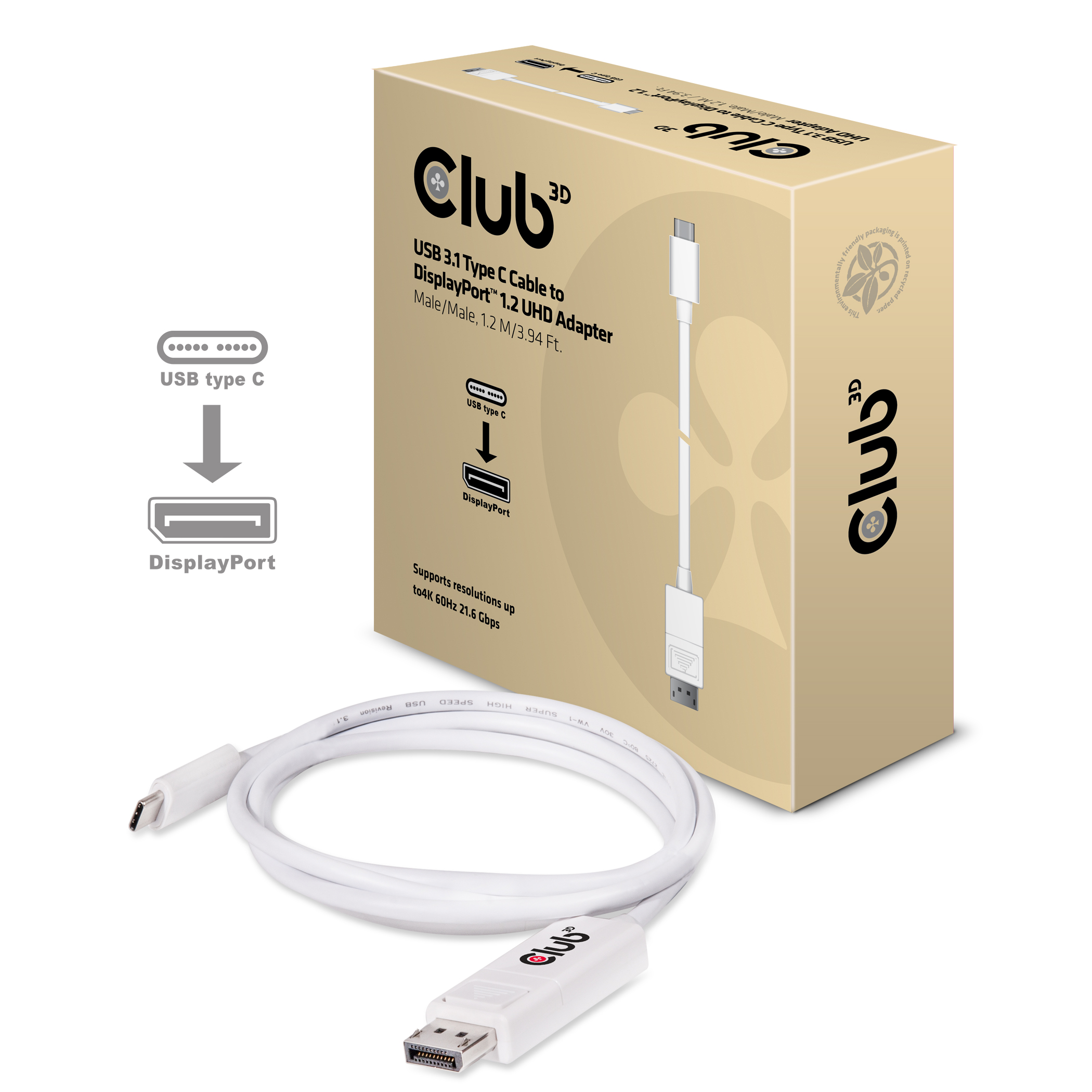 Club 3D USB 3.1 Typ C auf DP 1.2 UHD Adapter