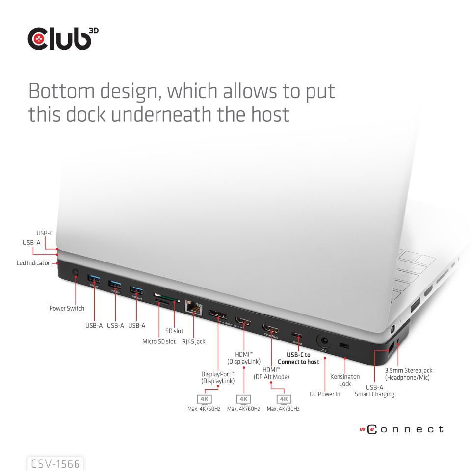 Club 3D USB-C Dockingstation Triple Display - DP Alt Mode 120W