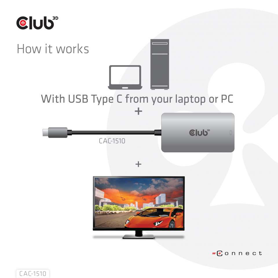 Club 3D USB-C auf DVI-D Adapter - HDCP ON