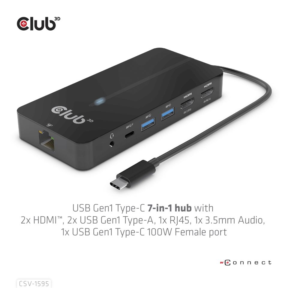 Club 3D USB-C Dockingstation 7 in 1 - 100W