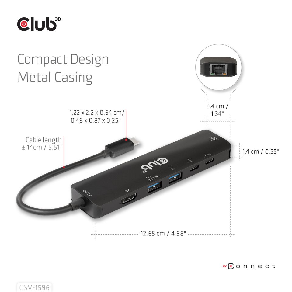 Club 3D USB-C Dockingstation 6 in 1 - 8K30Hz