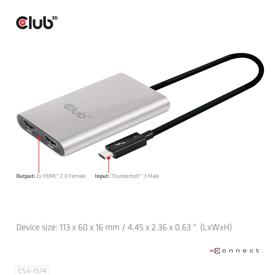 Club 3D Thunderbolt 3 auf Dual HDMI 2.0 