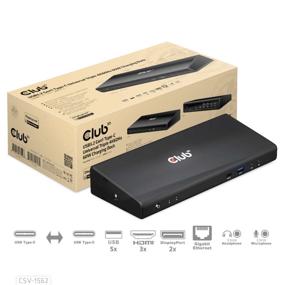 Club 3D USB-C Universal Triple 4K Charging Dock 85W