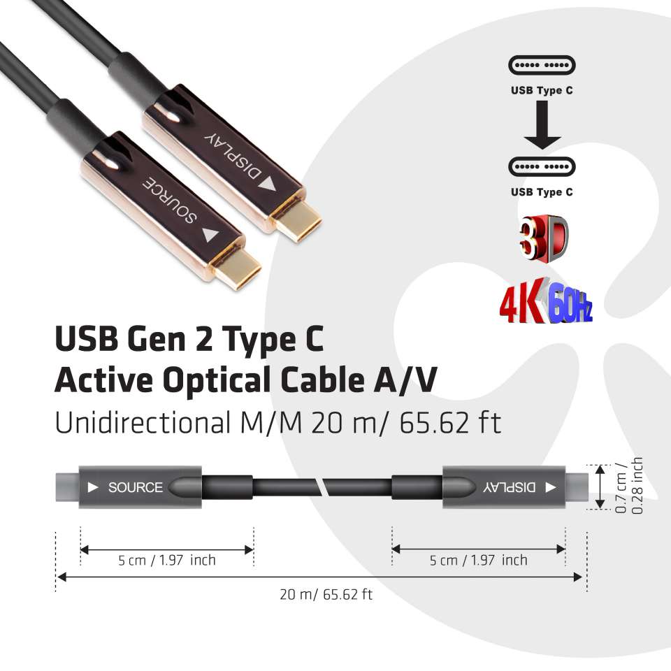 Club 3D USB 3.2 Typ C Anschlusskabel - 20m