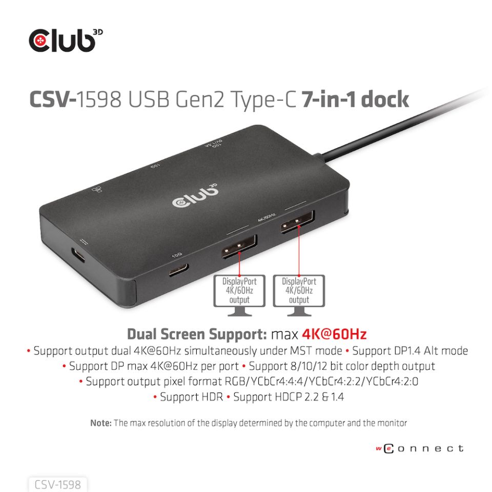 Club 3D USB-C Dockingstation 7 in 1 