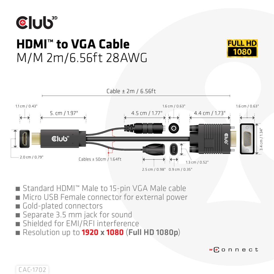Club 3D Adapterkabel HDMI auf VGA - 2m