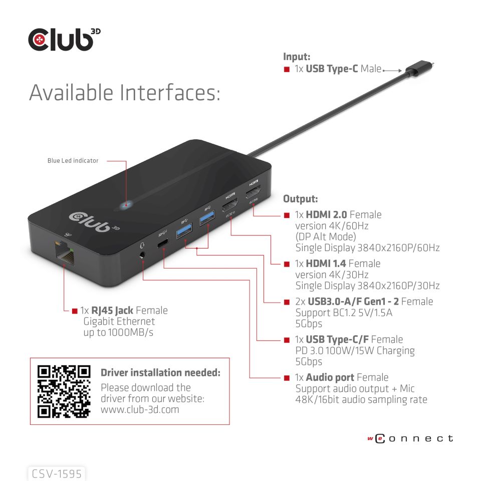 Club 3D USB-C Dockingstation 7 in 1 - 100W