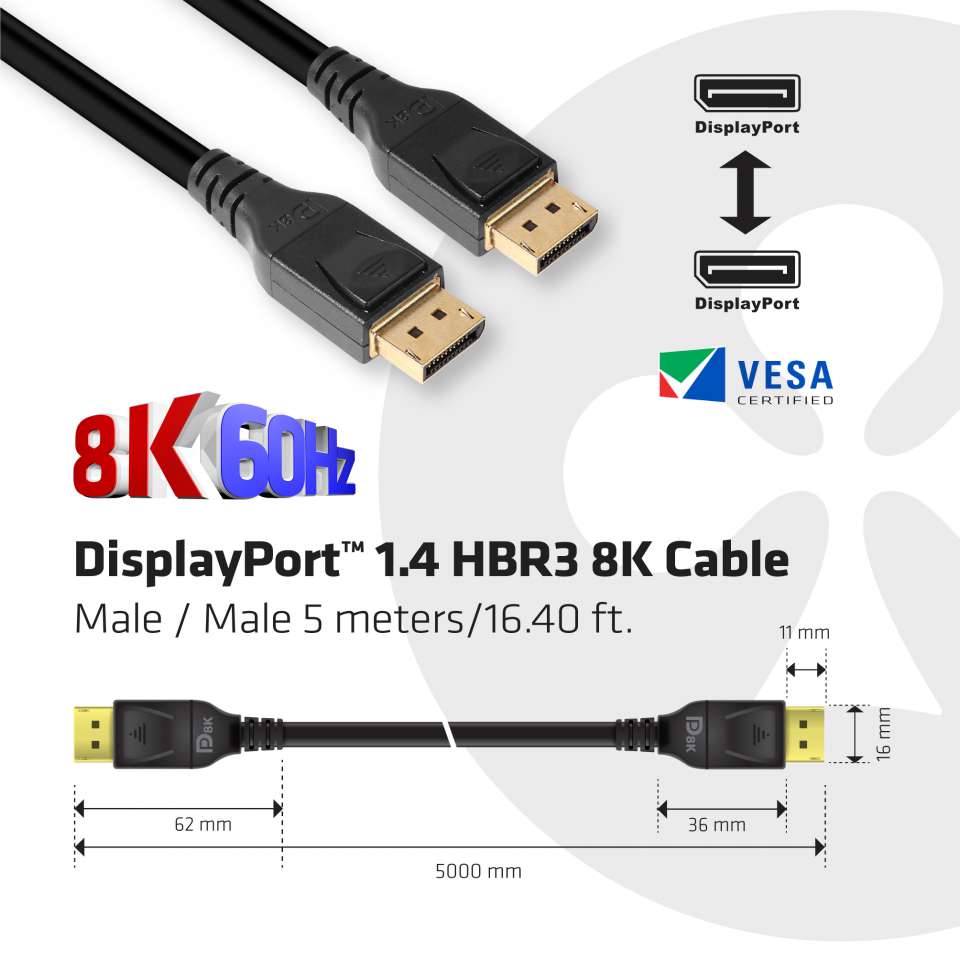 Club 3D DisplayPort 8K Kabel - 5 m