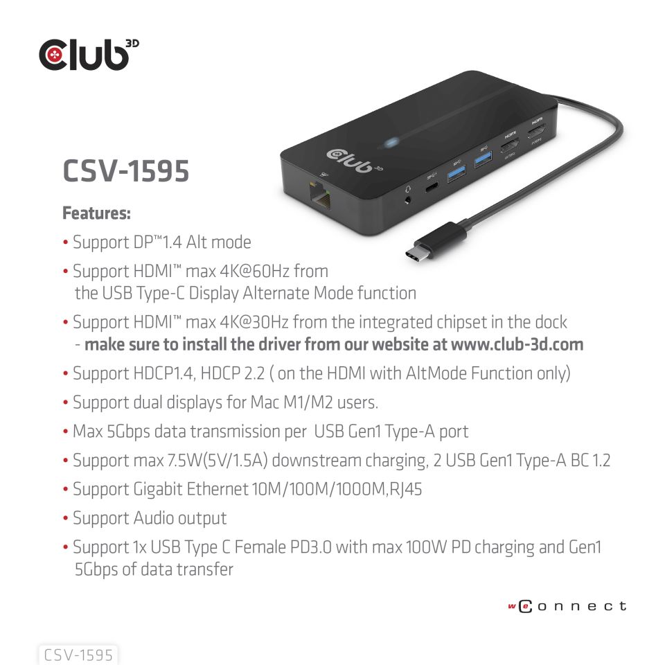 Club 3D USB-C Dockingstation 7 in 1 - 100W