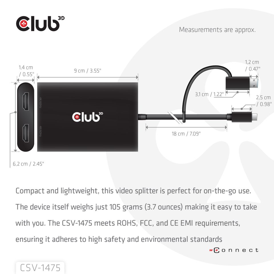 Club 3D Splitter USB-C/USB-A auf 2 HDMI