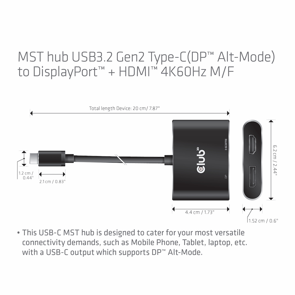 Club 3D MST Hub USB-C auf DisplayPort