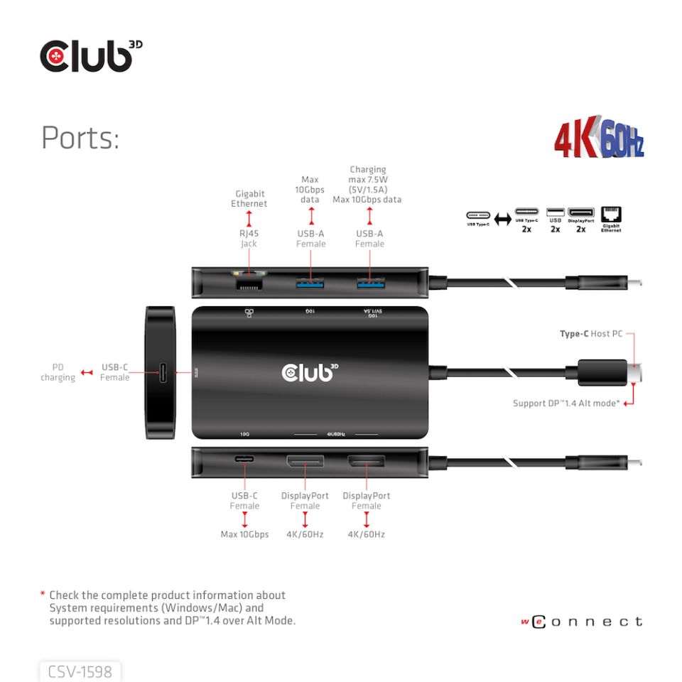 Club 3D USB-C Dockingstation 7 in 1 