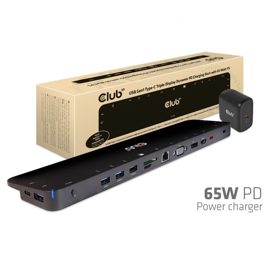 Club 3D USB-C - Triple Display Charging Dock 65W